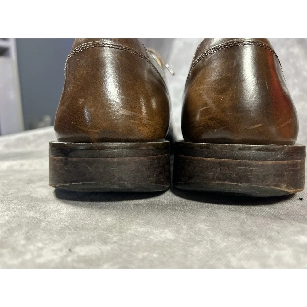 Kenneth Cole Brown Leather Square Toe Derby Dress Shoes Men's 11.5M Lace Up